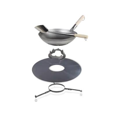 BBQ Disk Fire Plate with Wok Crown, Steel Wok and Spoon